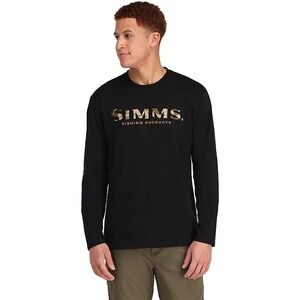 Simms T-Shirt Men's Large L Black Logo Long Sleeve Fishing Cotton Blend NWT NEW